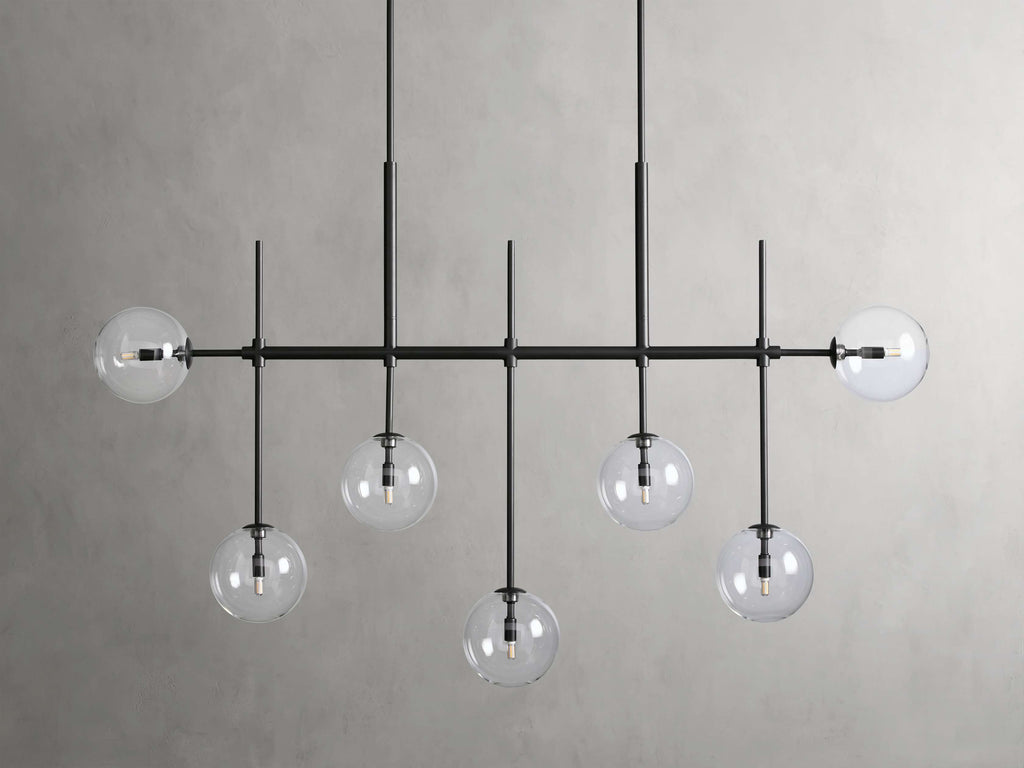 Clear Glass Linear chandelier - Aurelia Arc for dining room view 14