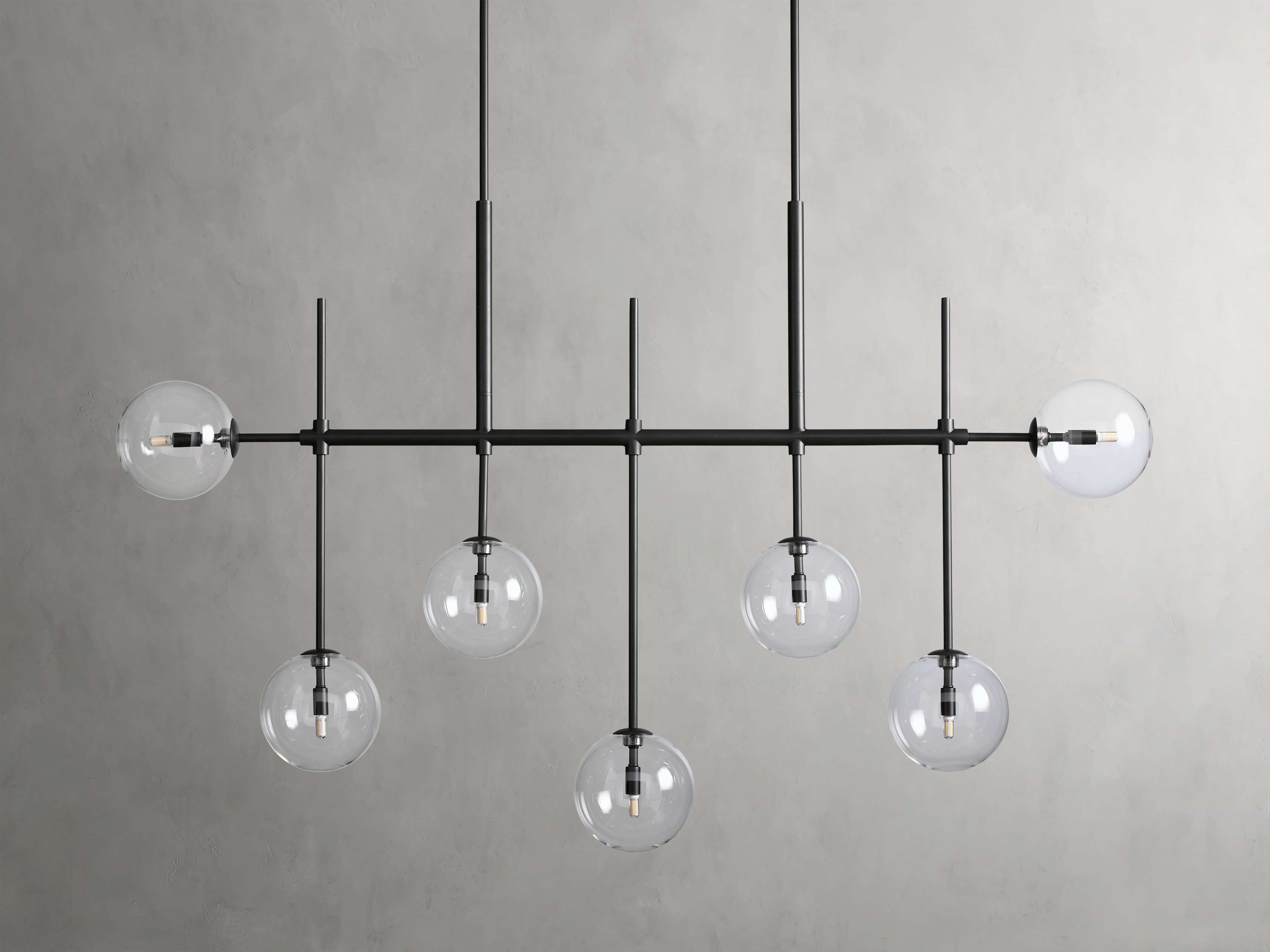 Clear Glass Linear chandelier - Aurelia Arc for dining room view 14