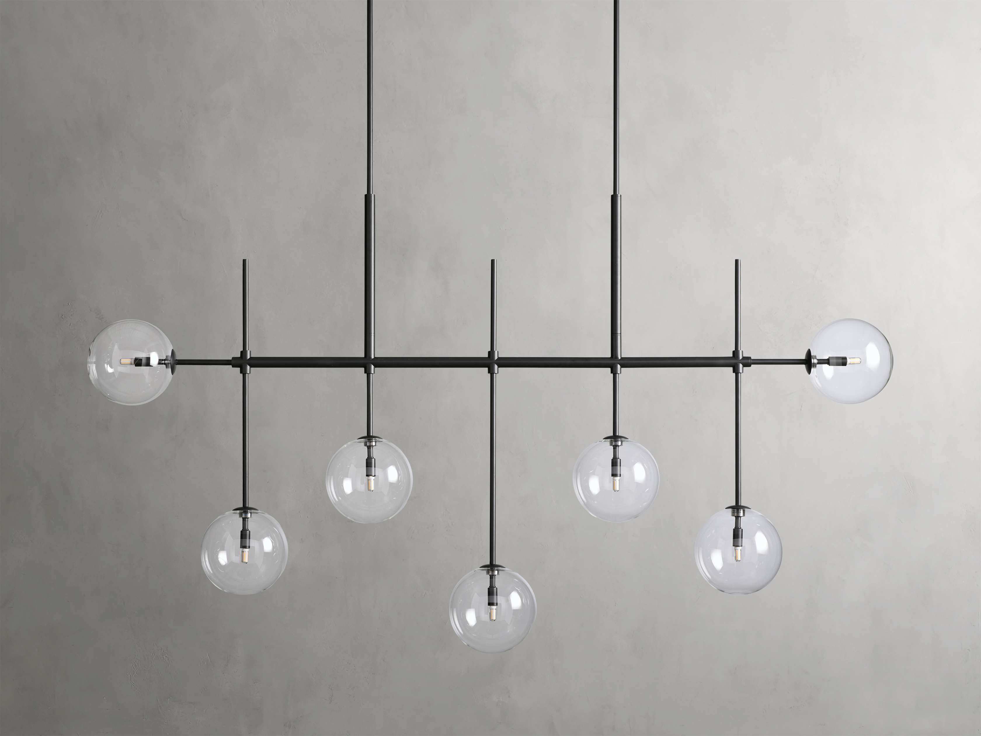 Clear Glass Linear chandelier - Aurelia Arc for dining room view 11