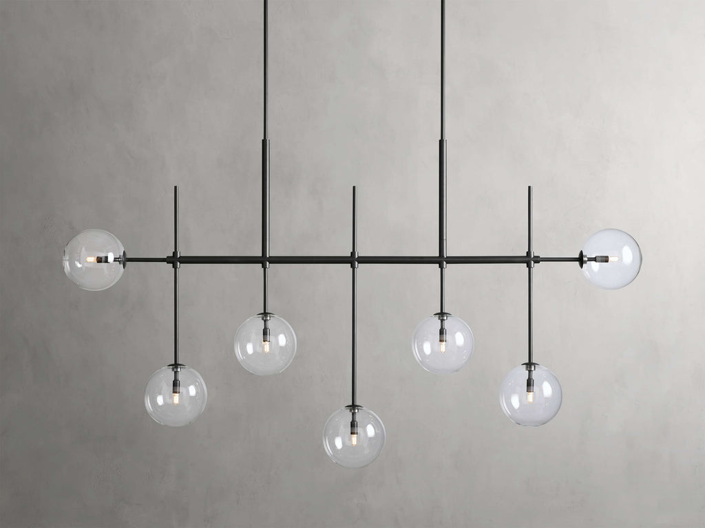 Clear Glass Linear chandelier - Aurelia Arc for dining room view 17