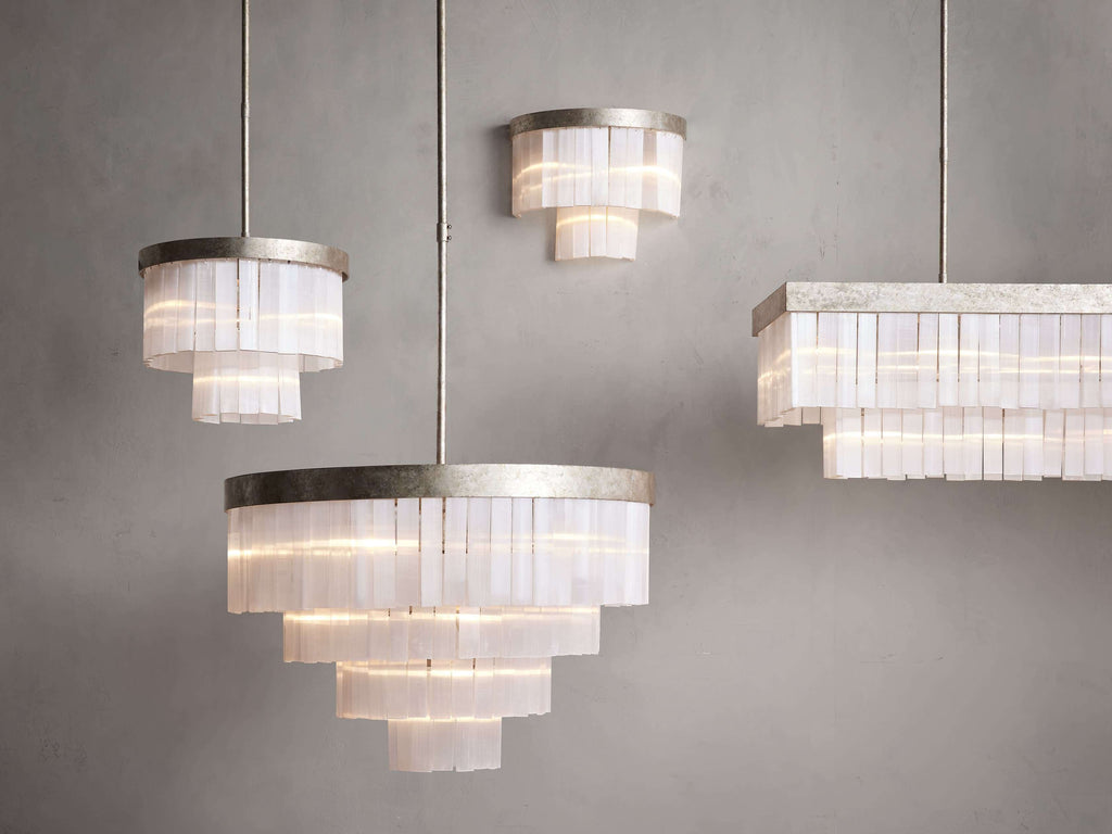 White Glass Linear chandelier - Nysa Wisp for dining room view 8