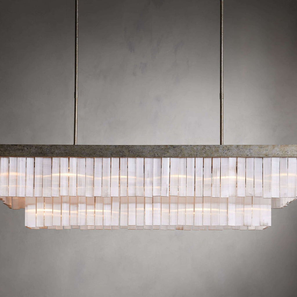 White Glass Linear chandelier - Nysa Wisp for dining room view 1