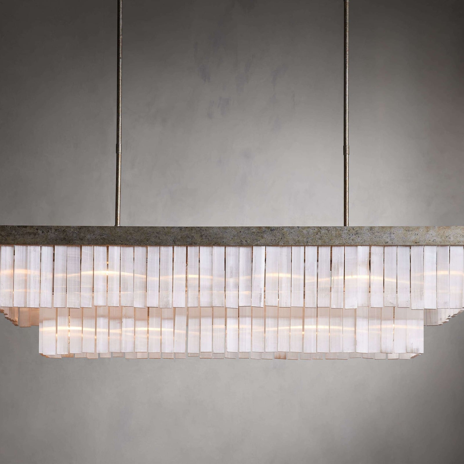 White Glass Linear chandelier - Nysa Wisp for dining room view 1