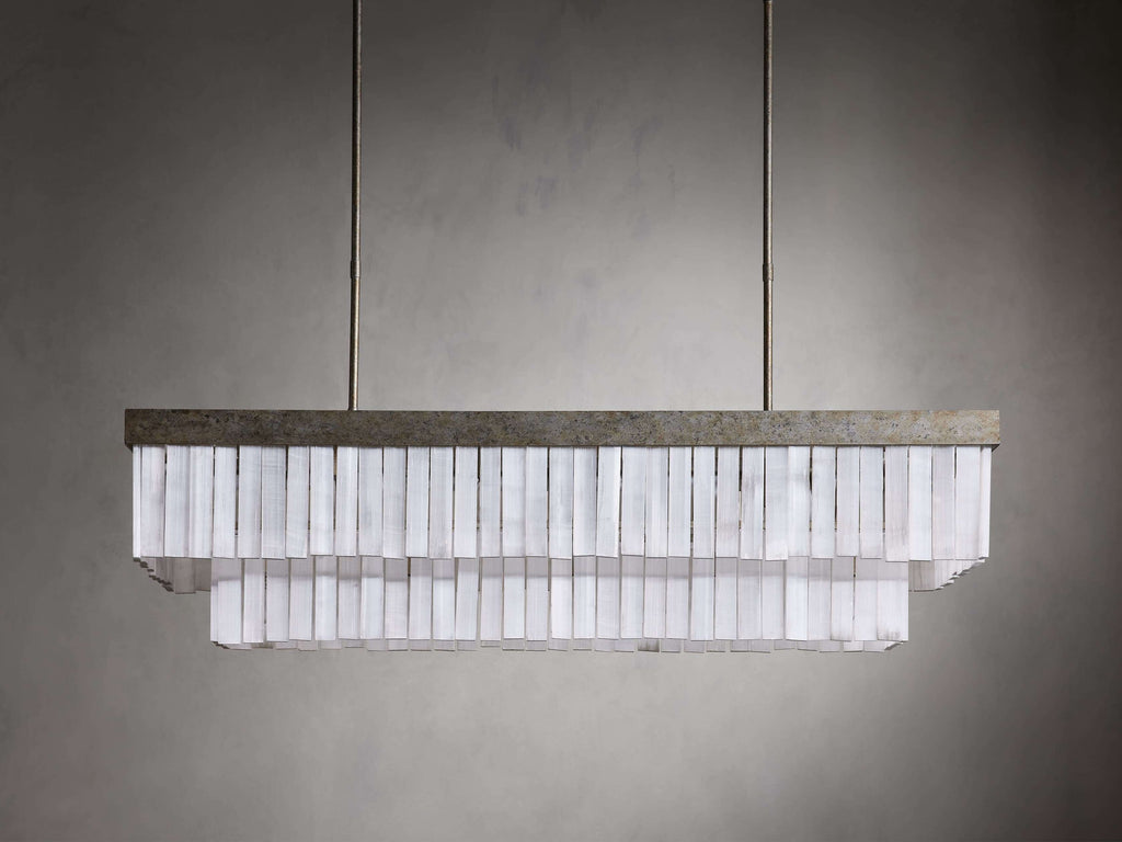 White Glass Linear chandelier - Nysa Wisp for dining room view 5