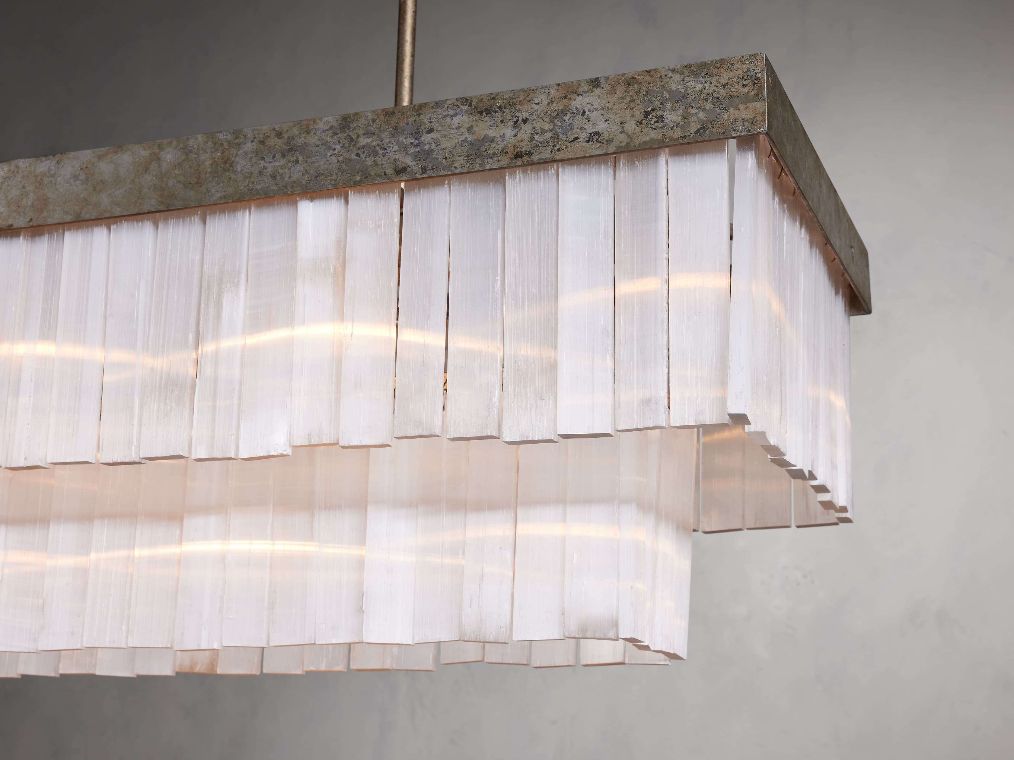White Glass Linear chandelier - Nysa Wisp for dining room view 6