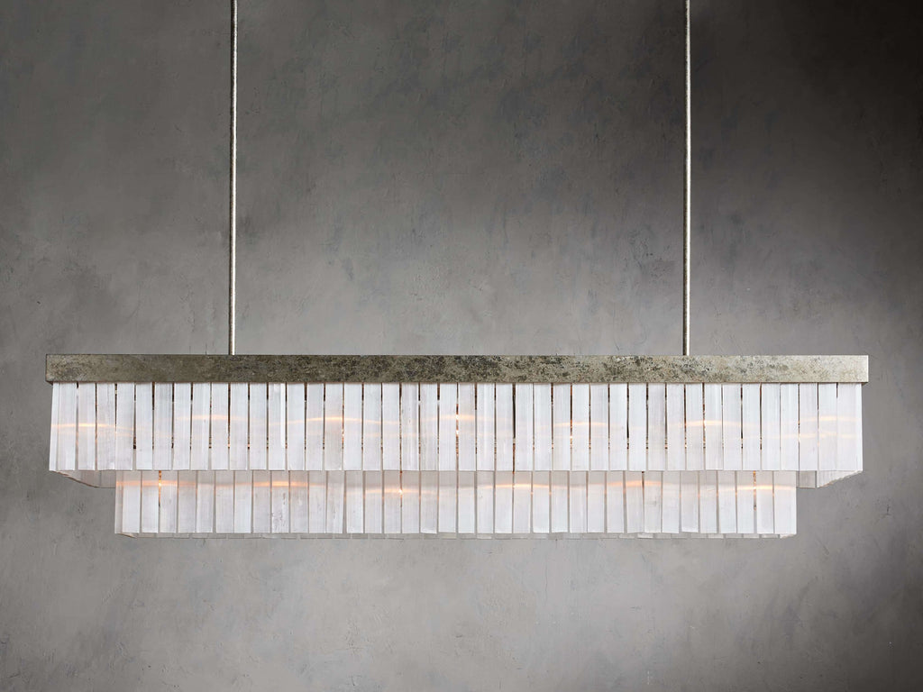 White Glass Linear chandelier - Nysa Wisp for dining room view 4