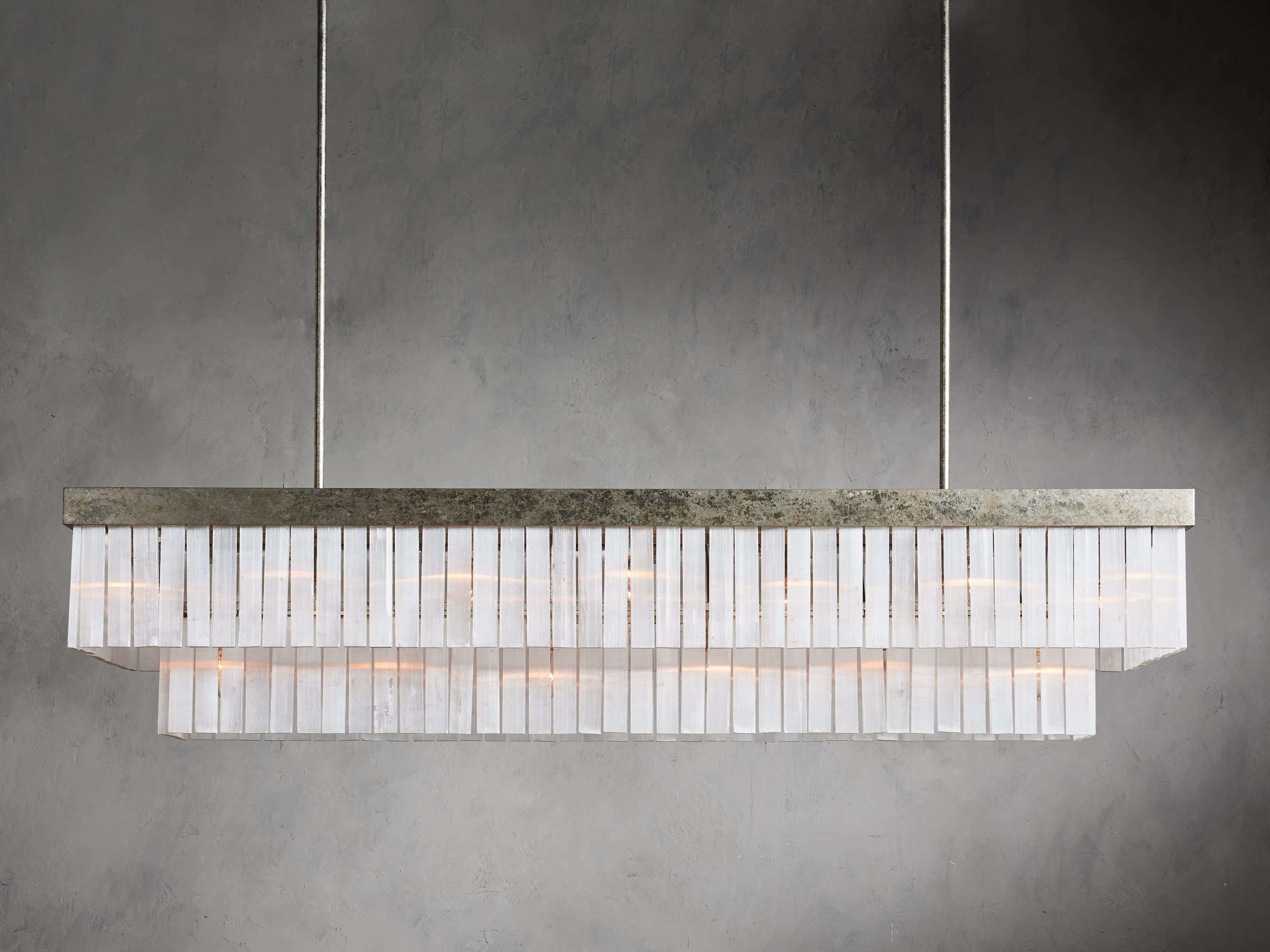 White Glass Linear chandelier - Nysa Wisp for dining room view 4