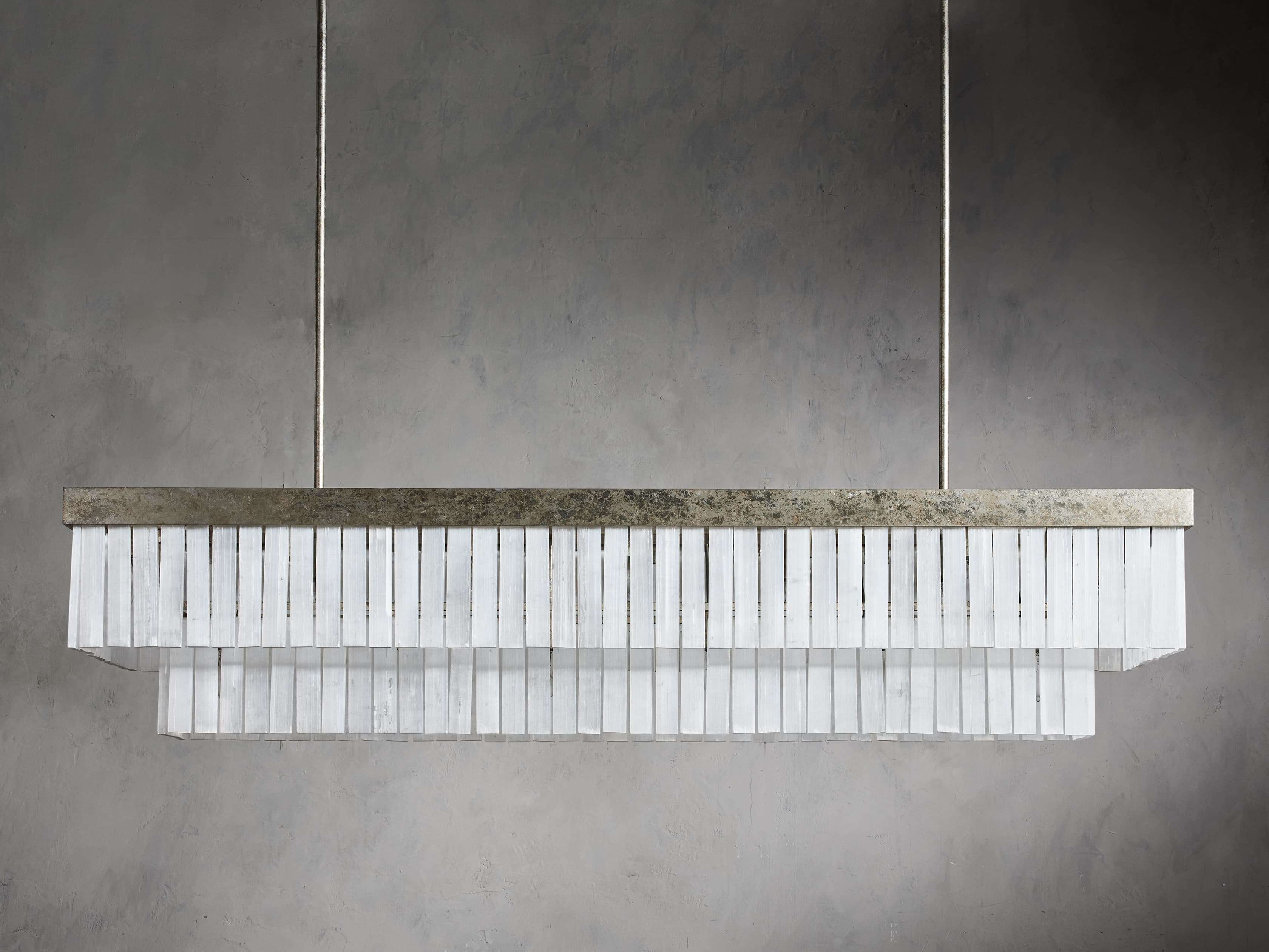 White Glass Linear chandelier - Nysa Wisp for dining room view 9