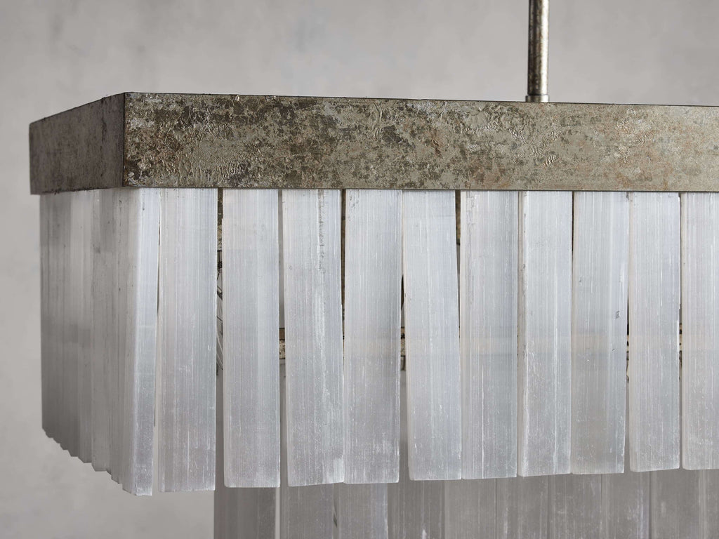 White Glass Linear chandelier - Nysa Wisp for dining room view 2