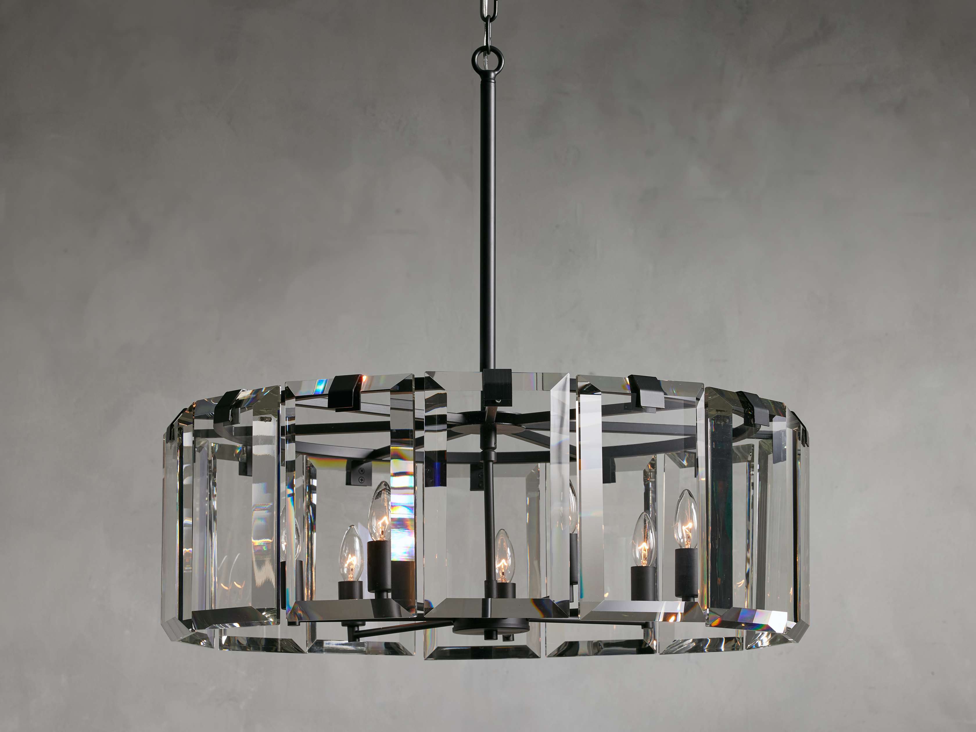 Black Crystal Round chandelier - Arden Court for dining room view 24