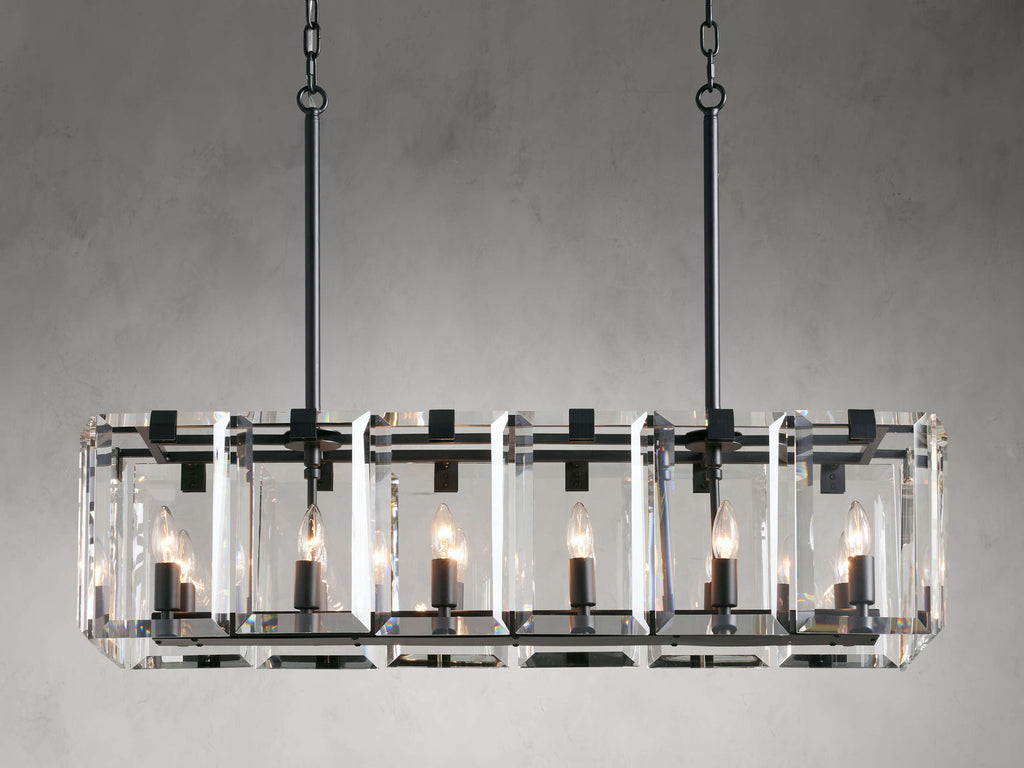 40.25-53 in. Black Crystal Rectangle Chandelier - Liora Court | Tianguang Chandelier