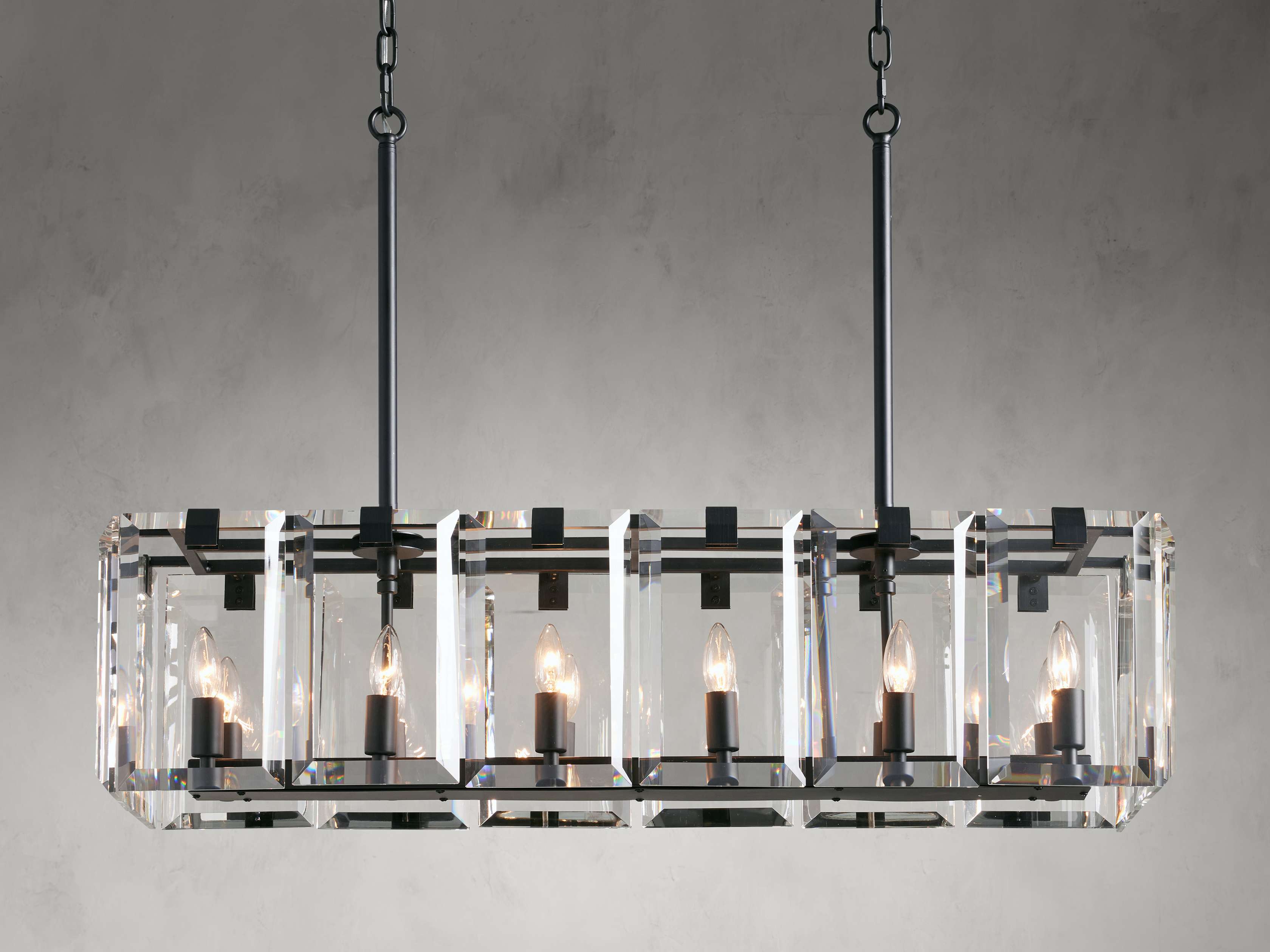 40.25-53 in. Black Crystal Rectangle Chandelier - Liora Court | Tianguang Chandelier