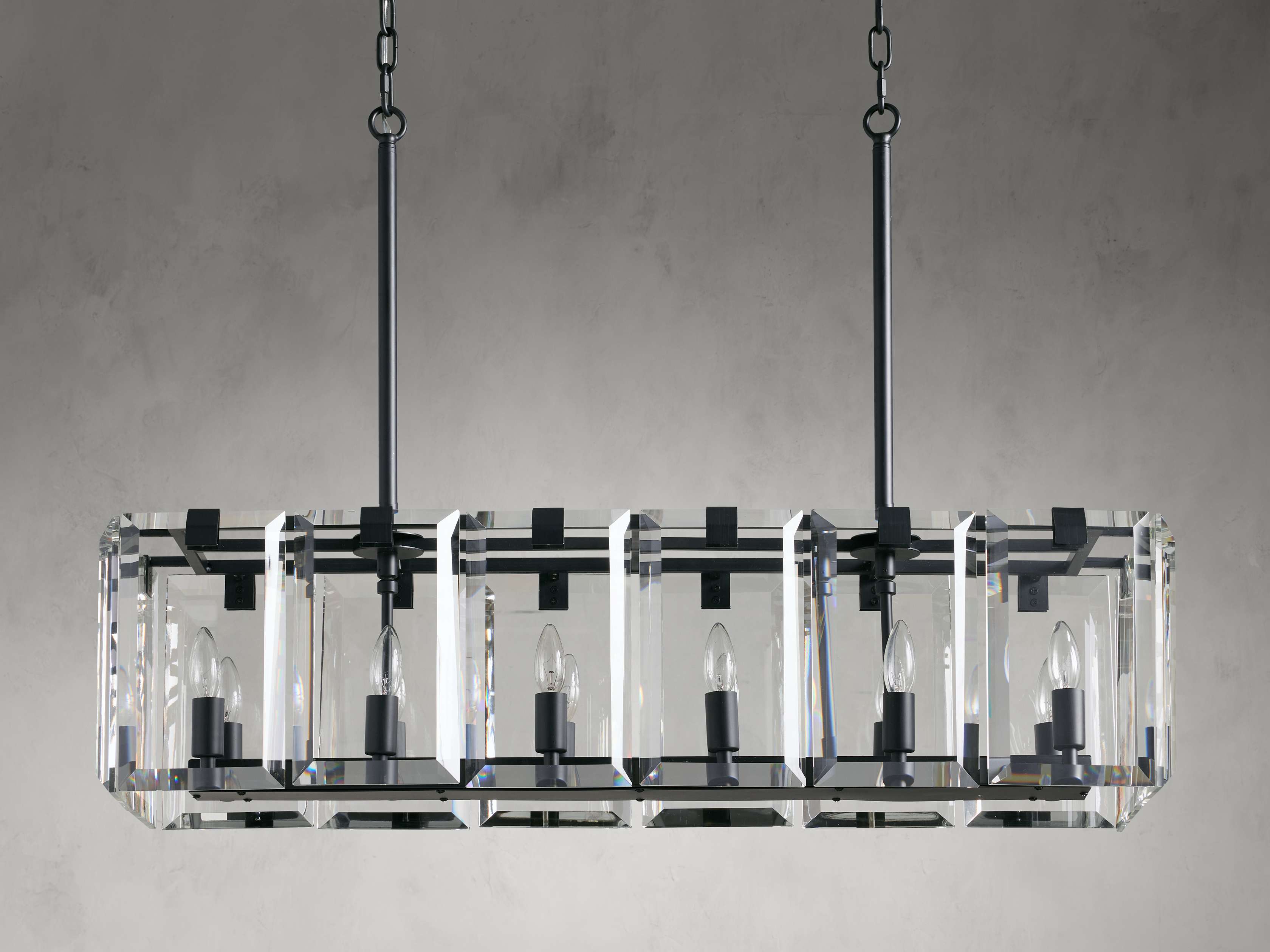 Black Crystal Linear chandelier - Liora Court for dining room view 12