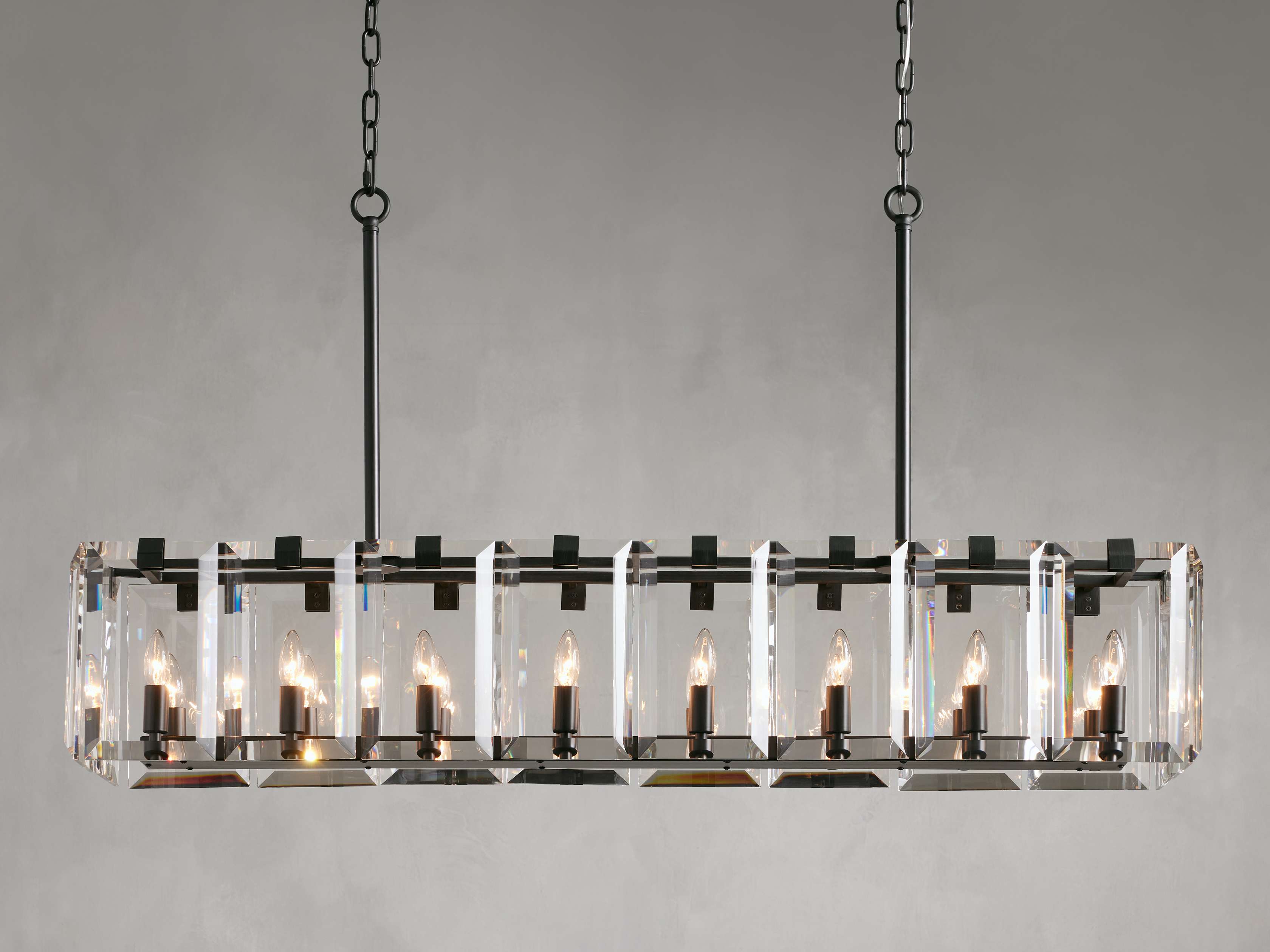 Black Crystal Linear chandelier - Liora Court for dining room view 9