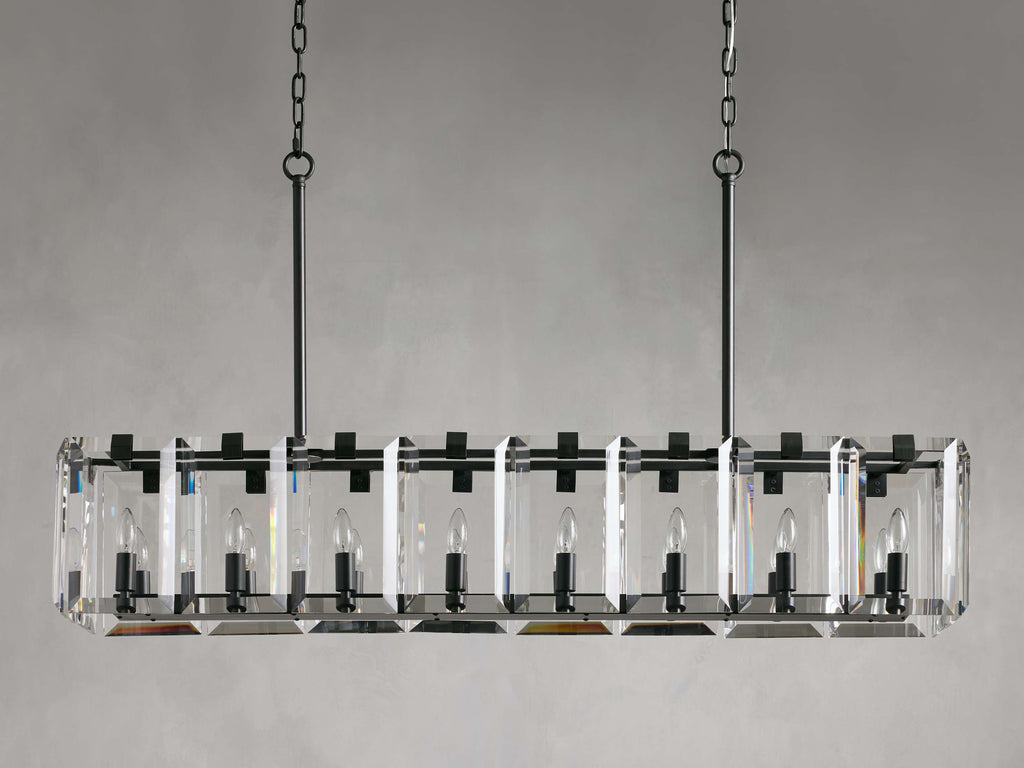 Black Crystal Linear chandelier - Liora Court for dining room view 14