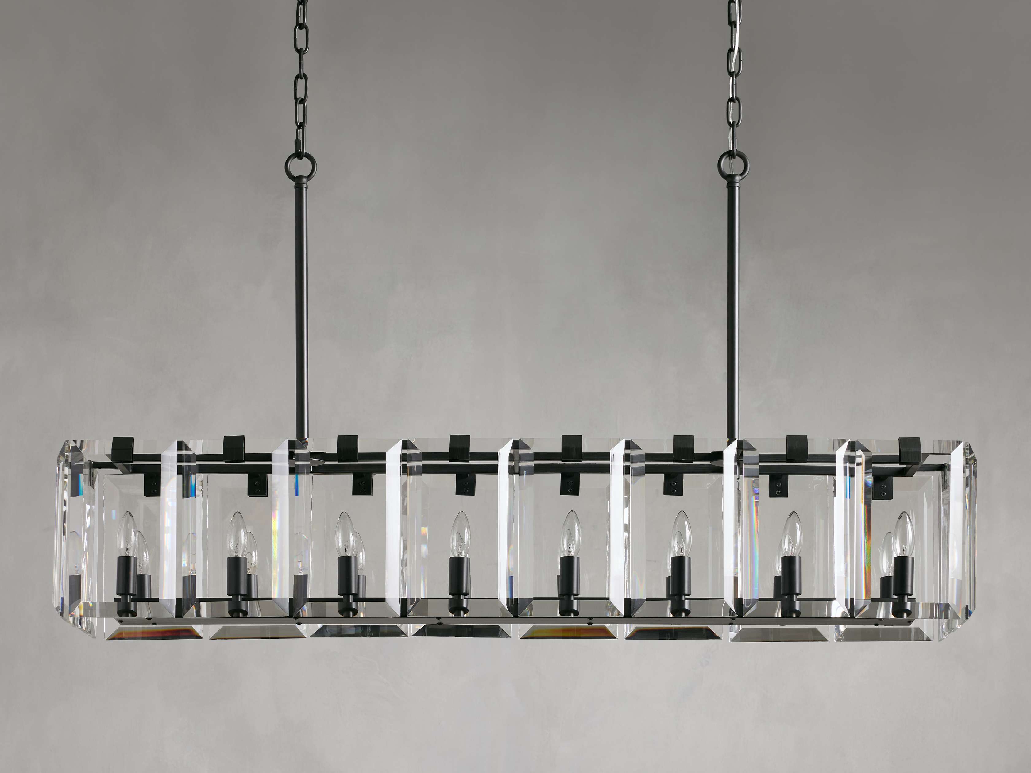 Black Crystal Linear chandelier - Liora Court for dining room view 14