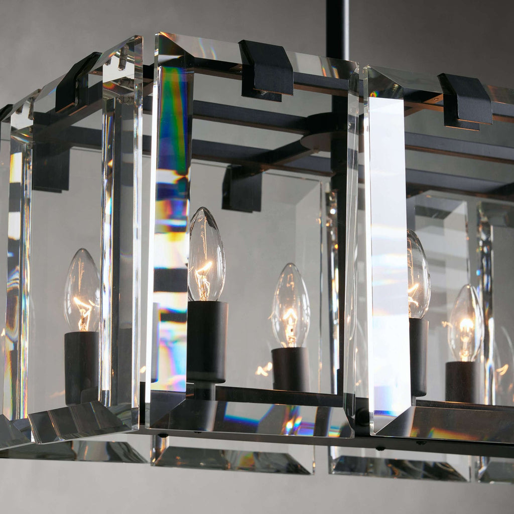 Black Crystal Linear chandelier - Liora Court for dining room view 2