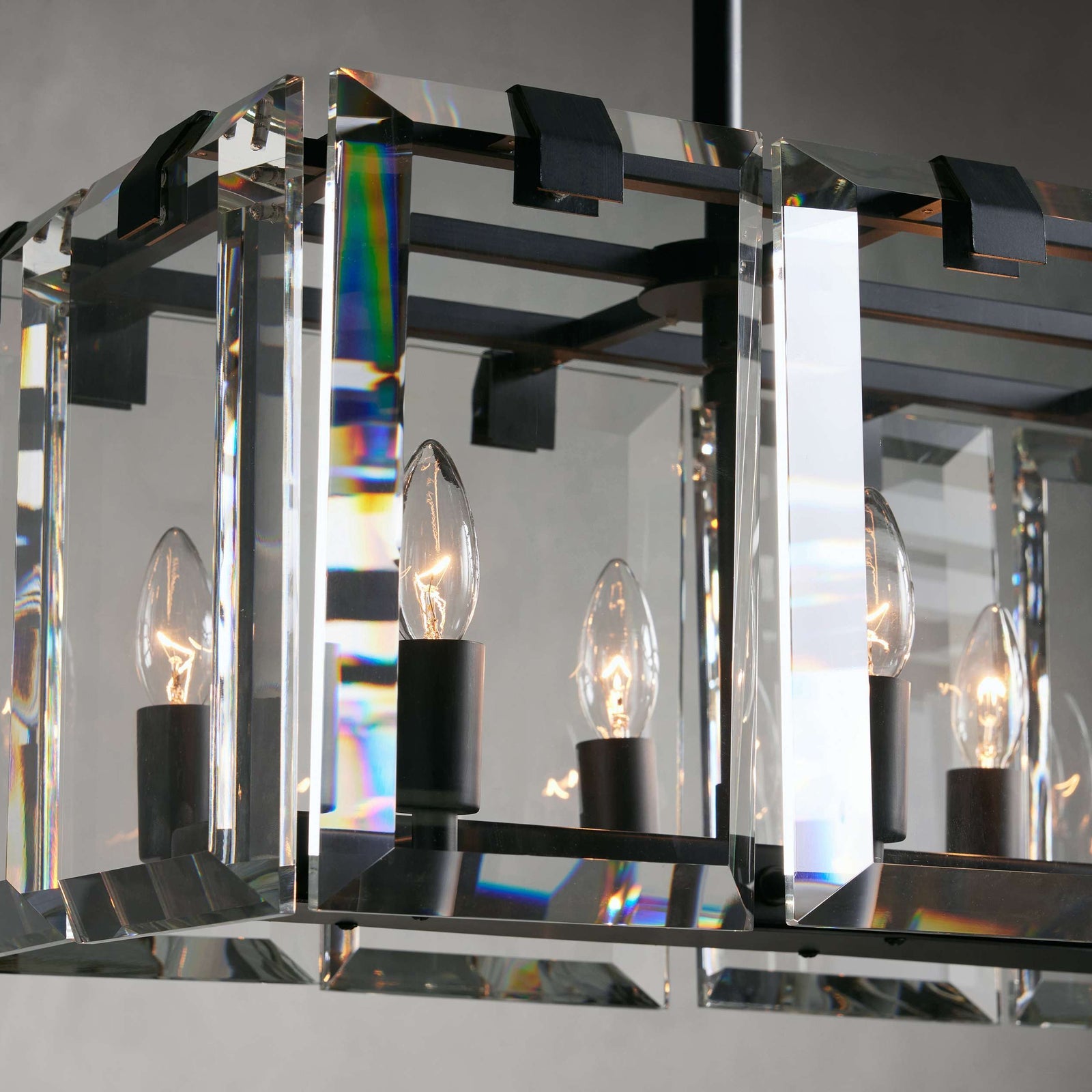 Black Crystal Linear chandelier - Liora Court for dining room view 2