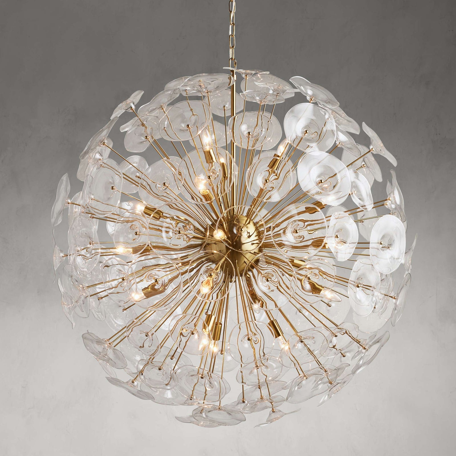 Clear Glass Round chandelier - Celia Wisp for dining room view 1
