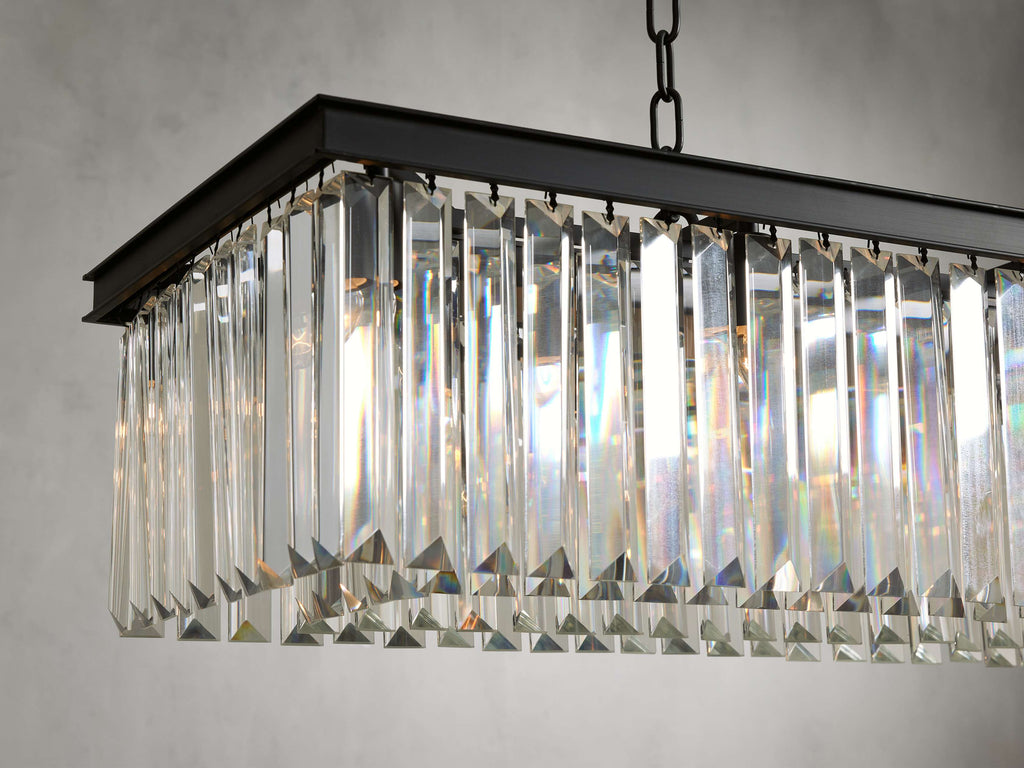 Clear Crystal Linear chandelier - Kestrel Wisp for dining room view 8