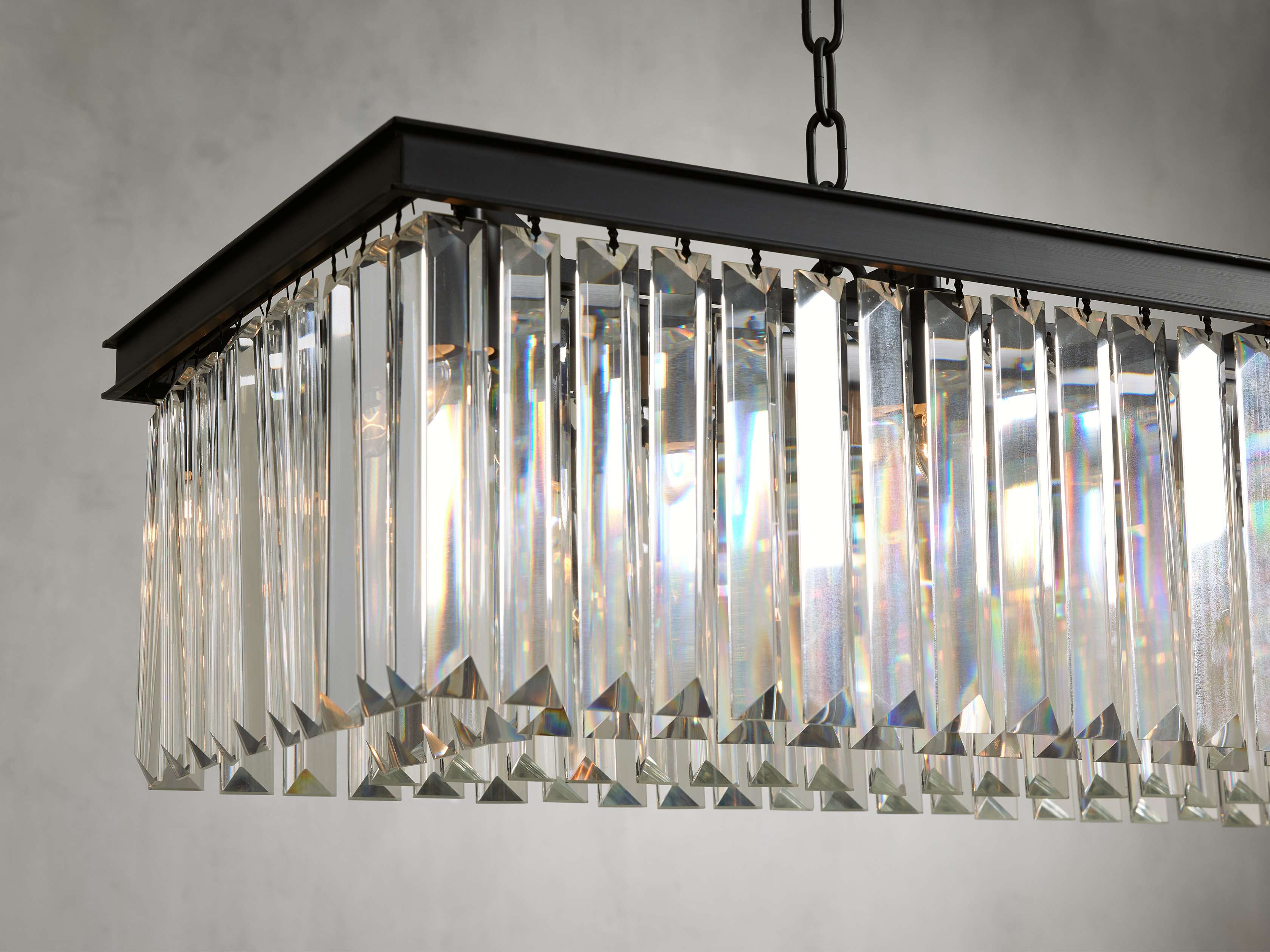Clear Crystal Linear chandelier - Kestrel Wisp for dining room view 8