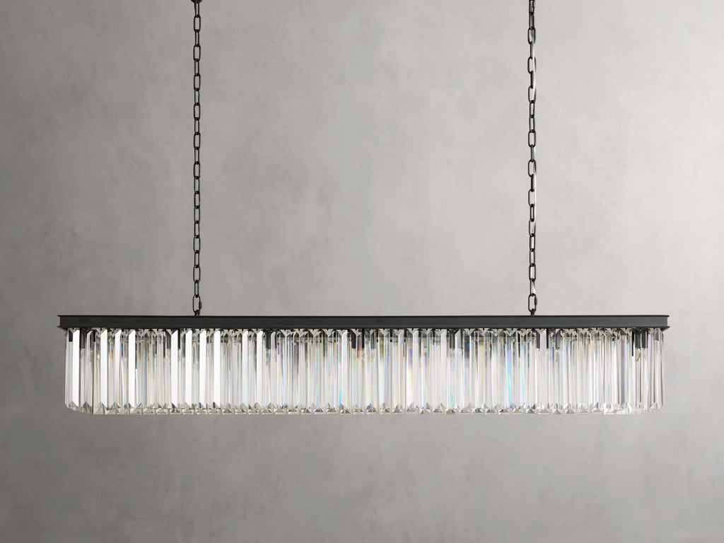 Clear Crystal Linear chandelier - Kestrel Wisp for dining room view 6