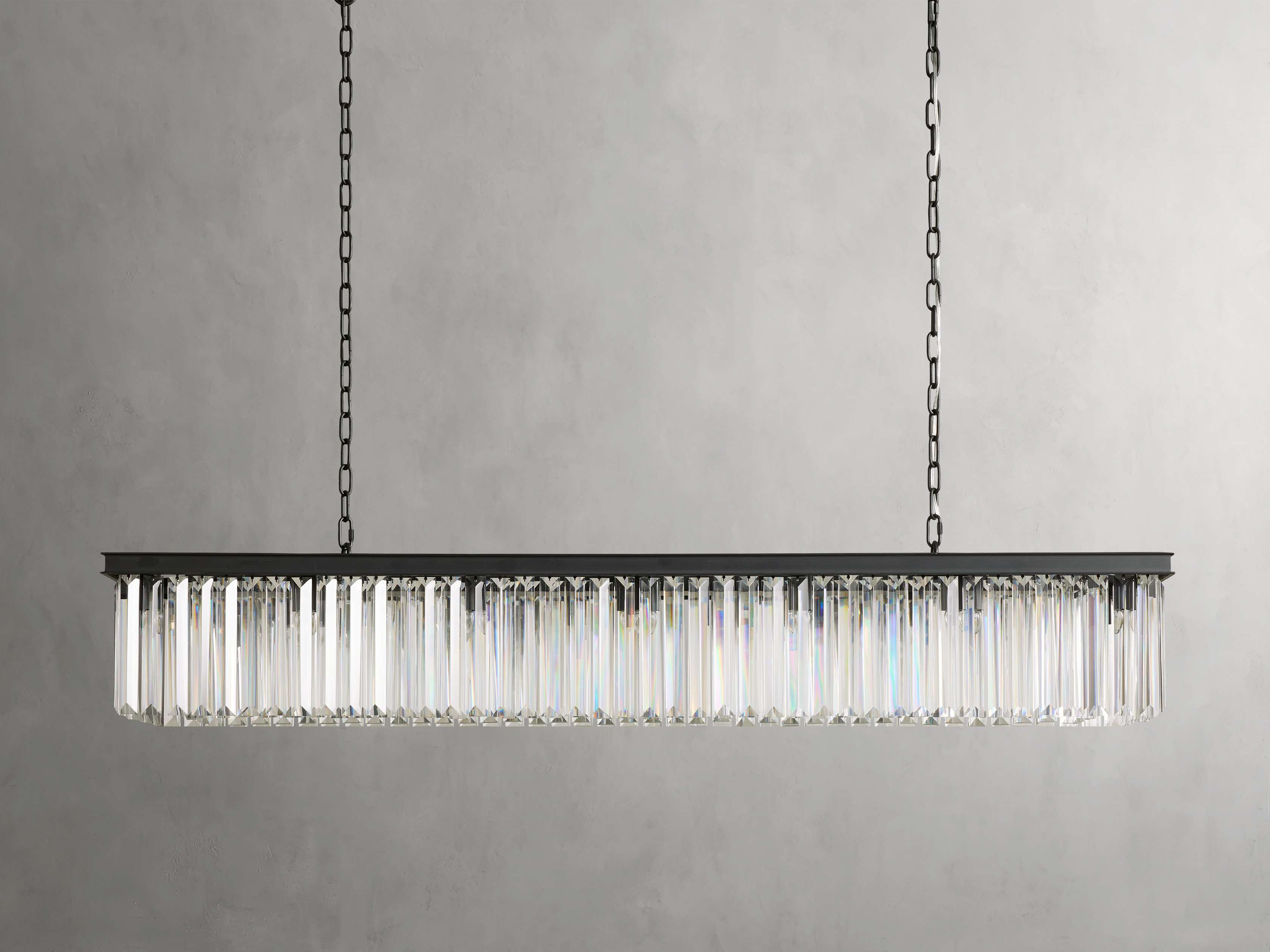 Clear Crystal Linear chandelier - Kestrel Wisp for dining room view 6
