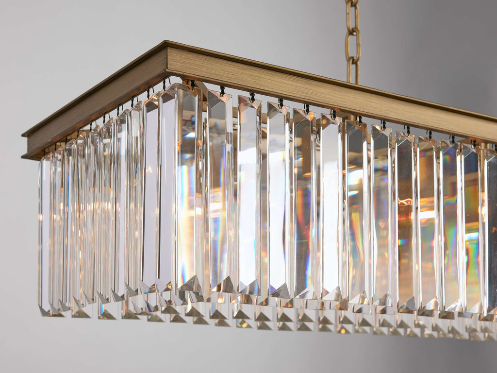 Clear Crystal Linear chandelier - Kestrel Wisp for dining room view 4