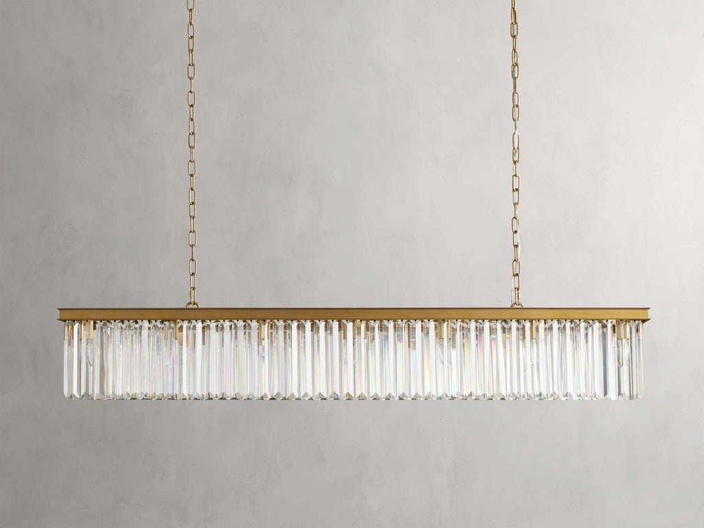 Clear Crystal Linear chandelier - Kestrel Wisp for dining room view 3