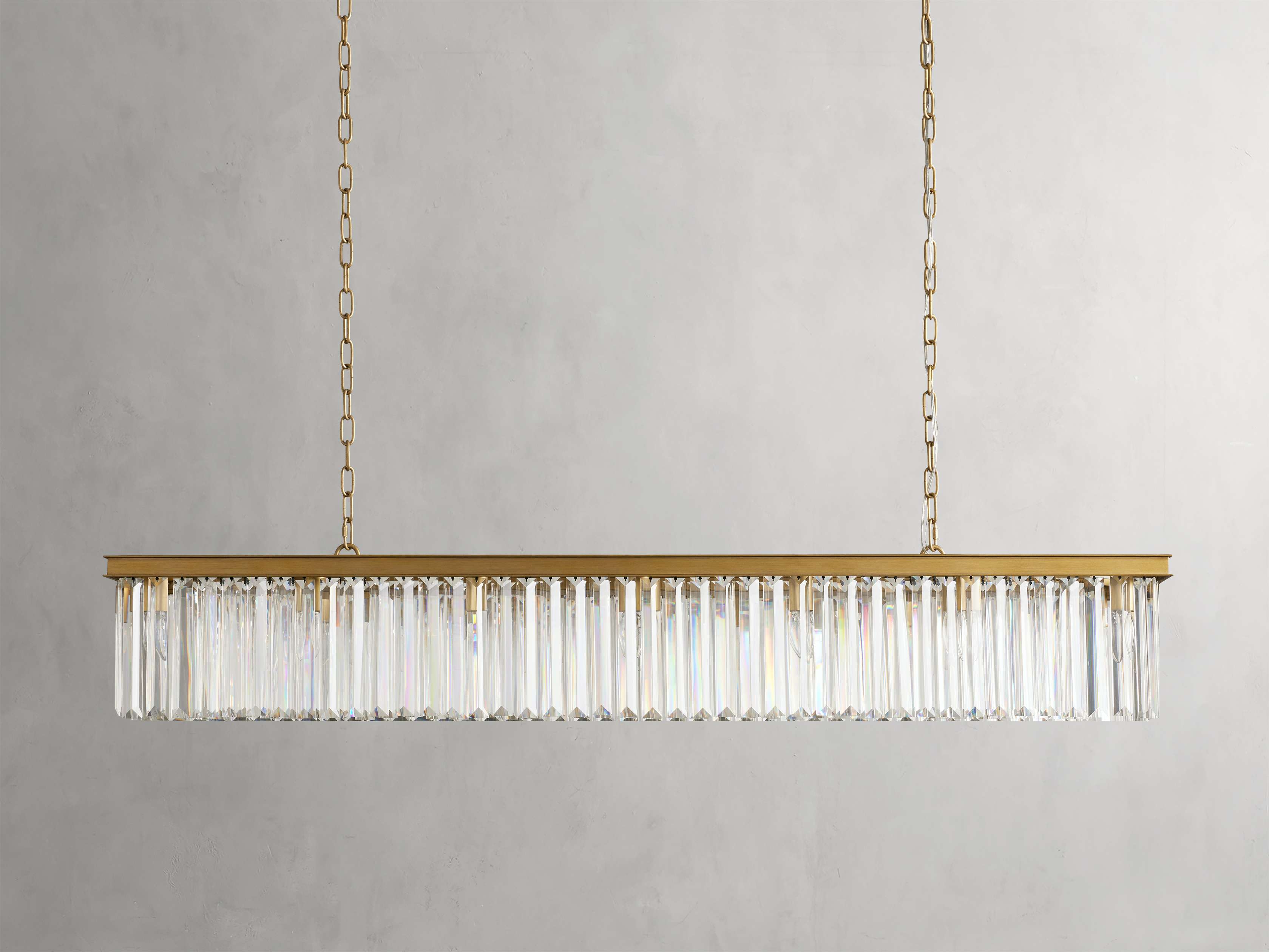 Clear Crystal Linear chandelier - Kestrel Wisp for dining room view 3