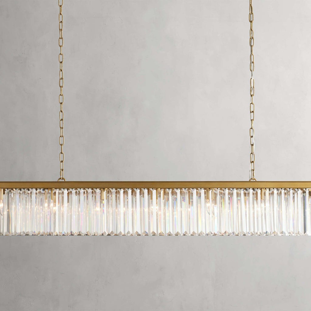 Clear Crystal Linear chandelier - Kestrel Wisp for dining room view 1