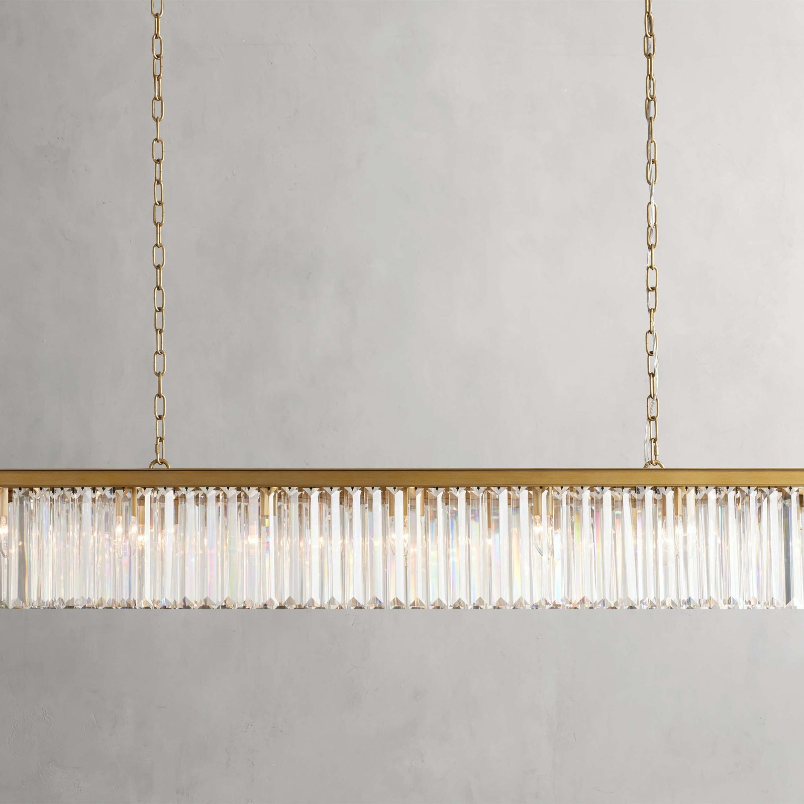 Clear Crystal Linear chandelier - Kestrel Wisp for dining room view 1