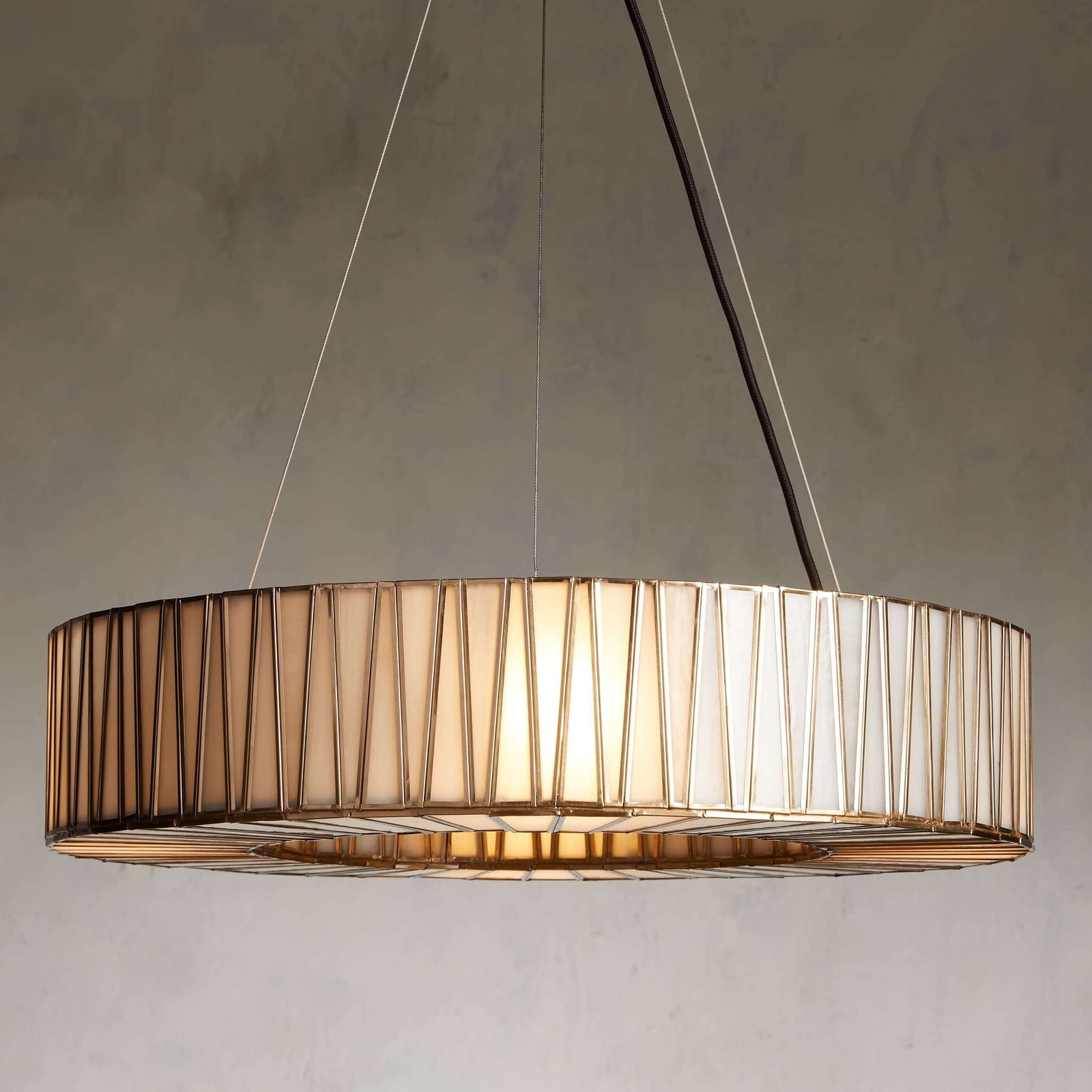 Black Glass Round chandelier - Elara Court for dining room view 1