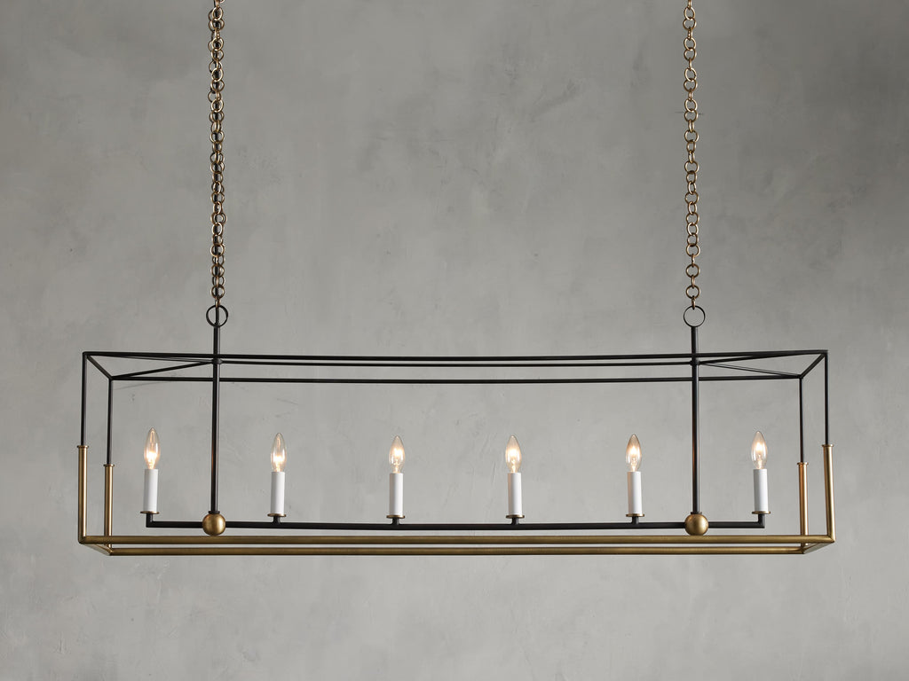 Black Iron Linear chandelier - Aria Wisp for dining room view 4
