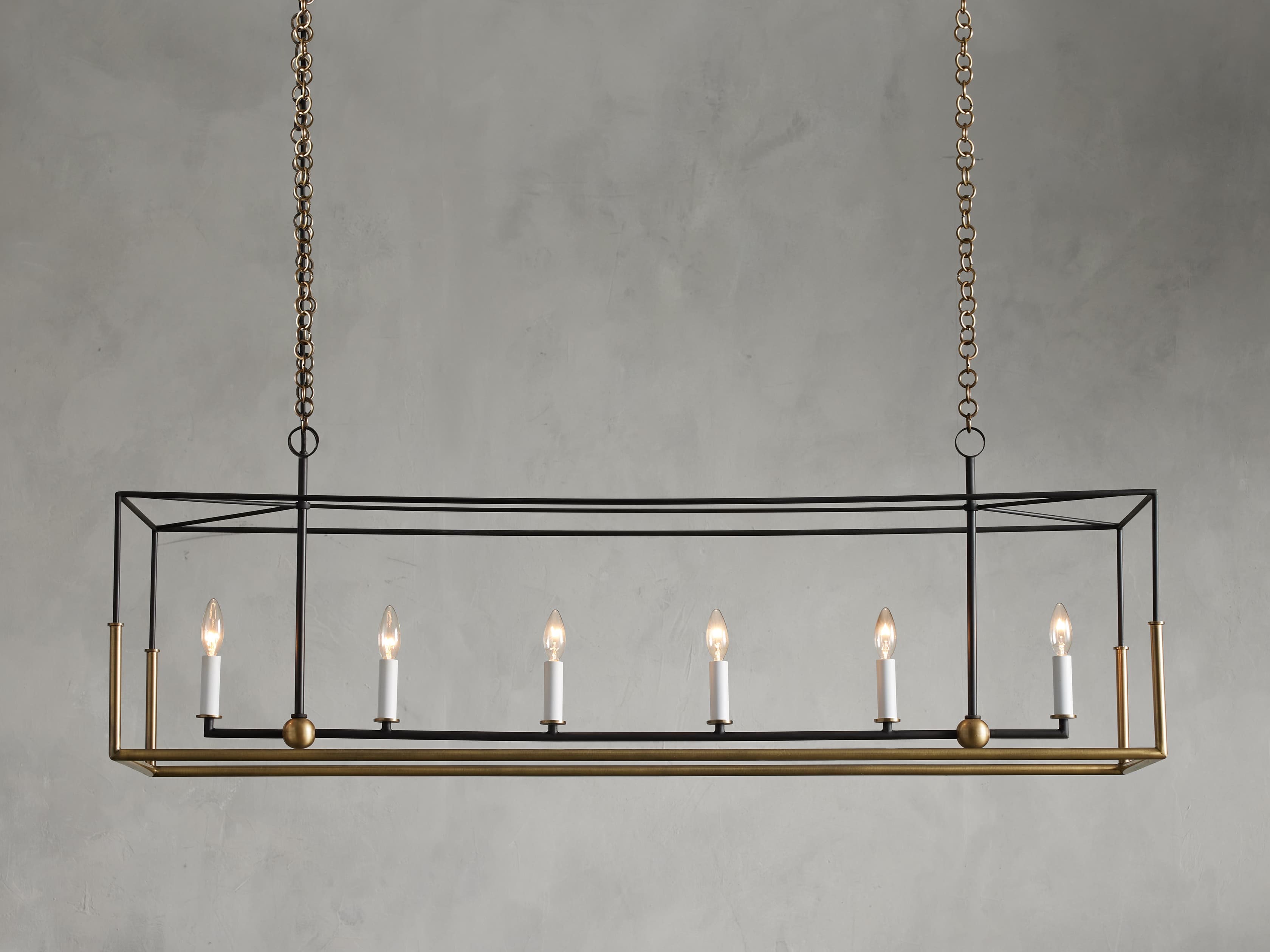 Black Iron Linear chandelier - Aria Wisp for dining room view 4