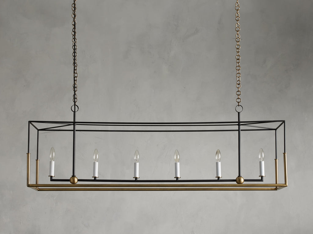 Black Iron Linear chandelier - Aria Wisp for dining room view 8