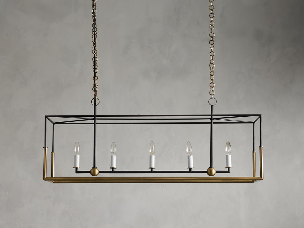Black Iron Linear chandelier - Aria Wisp for dining room view 5