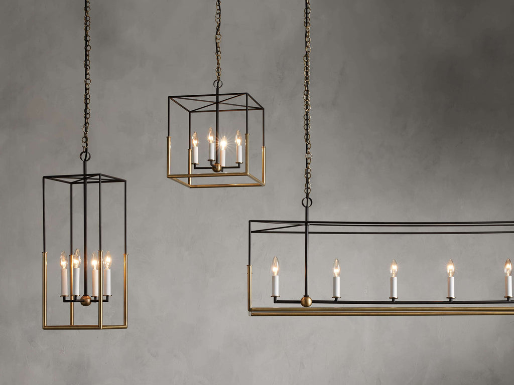 Black Iron Linear chandelier - Aria Wisp for dining room view 2