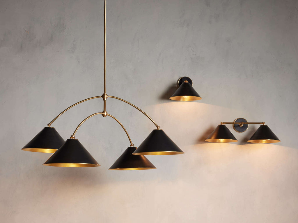 Matte Black Iron Round chandelier - Rumi Wisp for dining room view 3