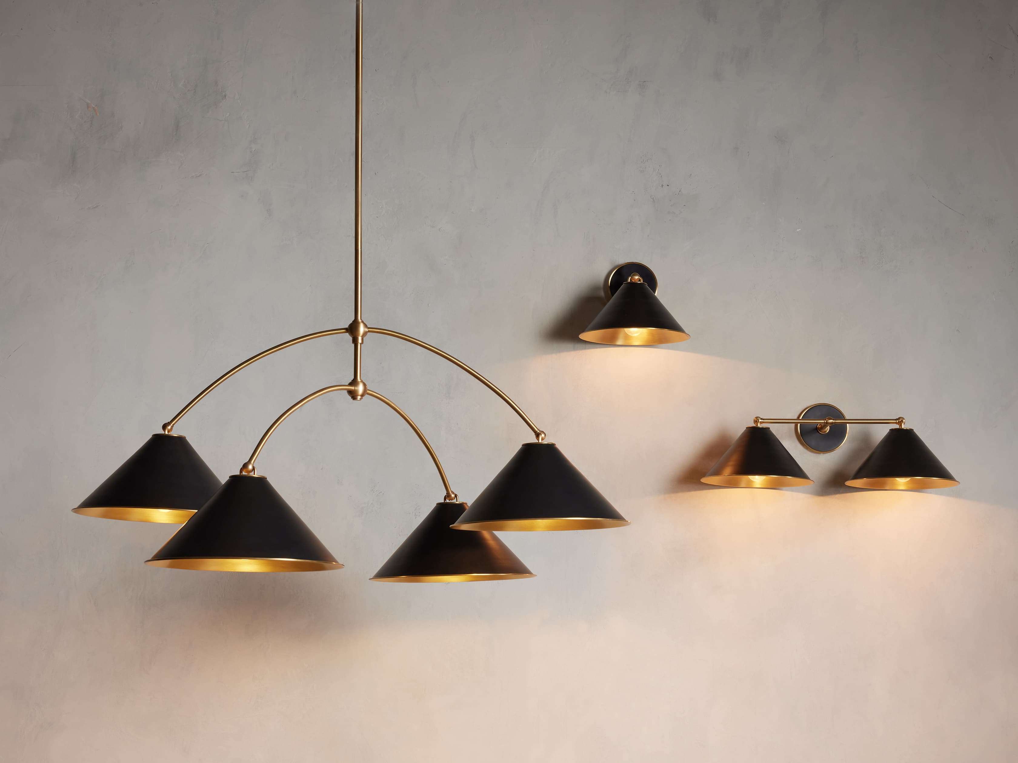 Matte Black Iron Round chandelier - Rumi Wisp for dining room view 3