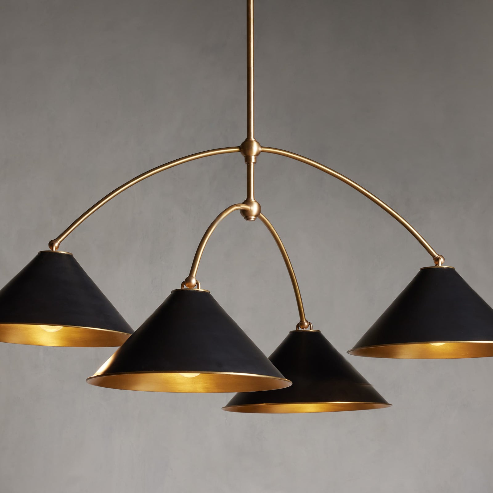 Matte Black Iron Round chandelier - Rumi Wisp for dining room view 1