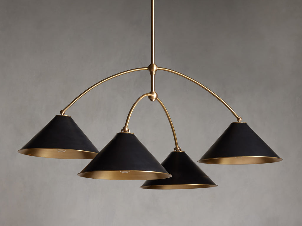 Matte Black Iron Round chandelier - Rumi Wisp for dining room view 2