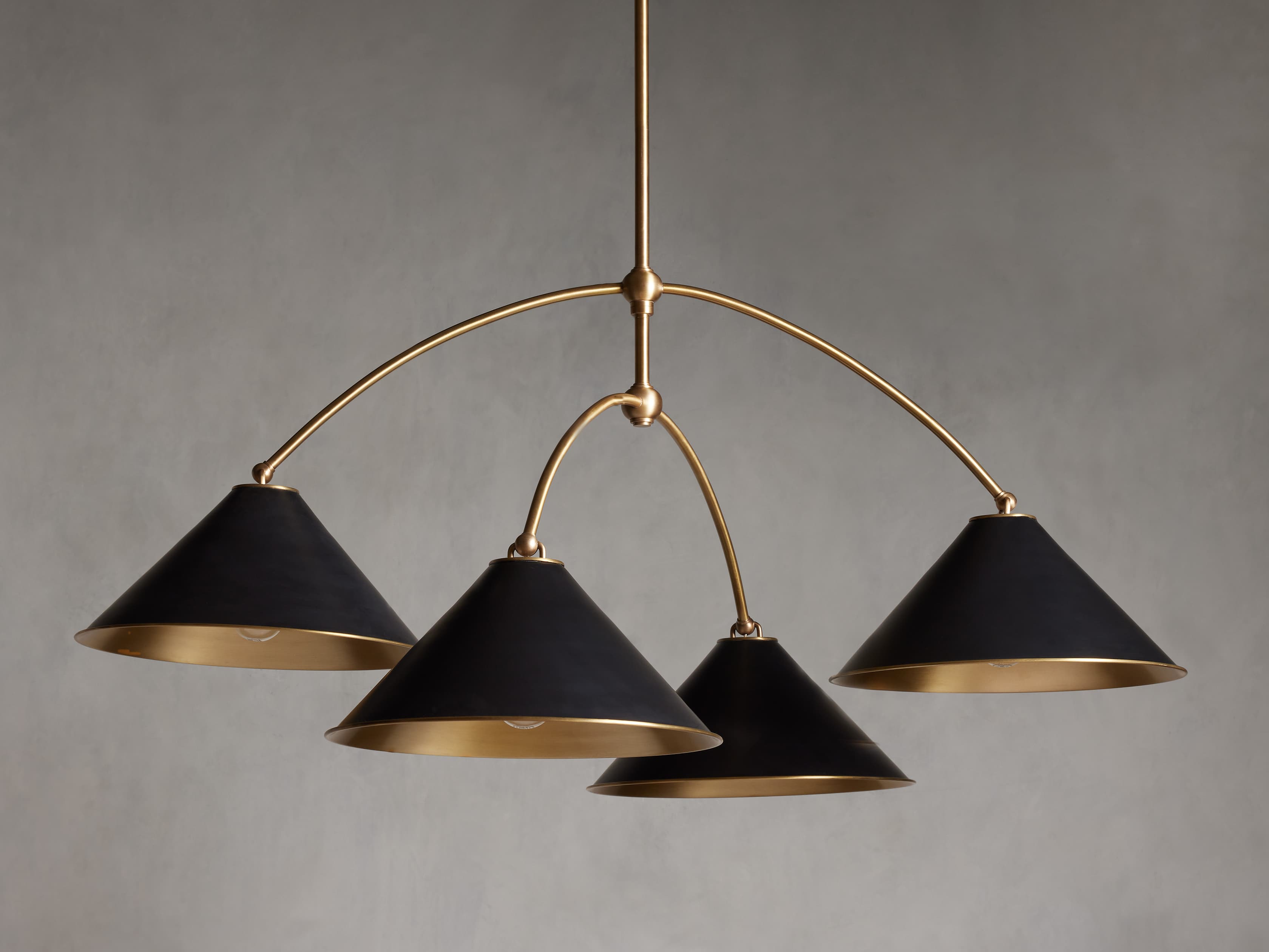 Matte Black Iron Round chandelier - Rumi Wisp for dining room view 2