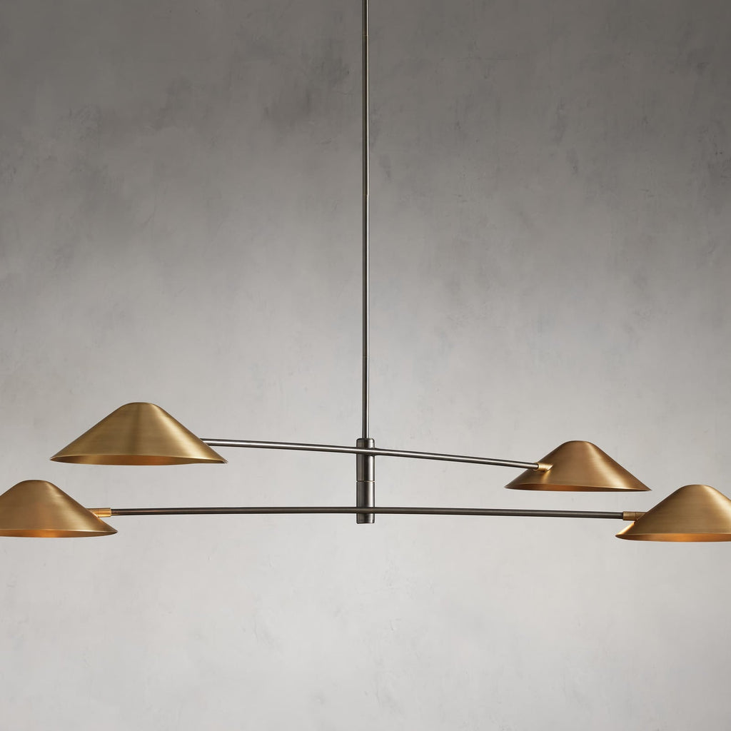 Antique Brass Brass Linear chandelier - Ilona Wisp for dining room view 1