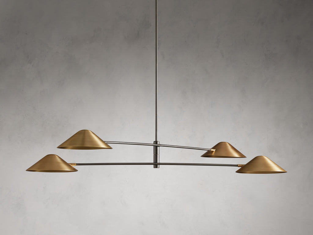 Antique Brass Brass Linear chandelier - Ilona Wisp for dining room view 5
