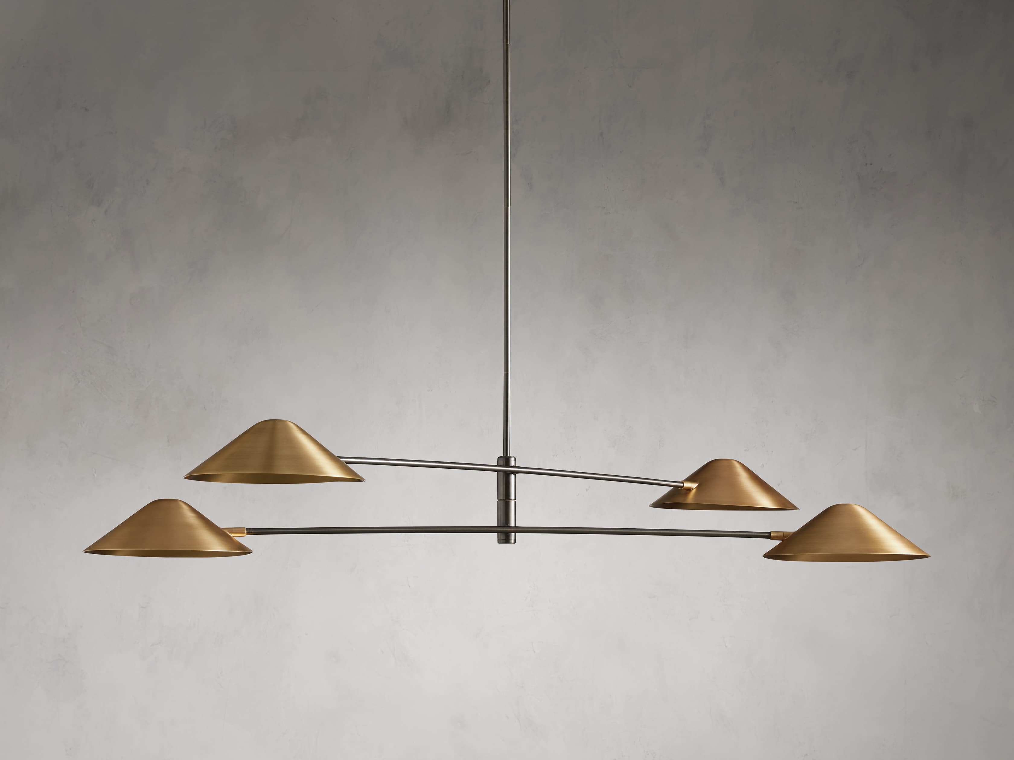 Antique Brass Brass Linear chandelier - Ilona Wisp for dining room view 5