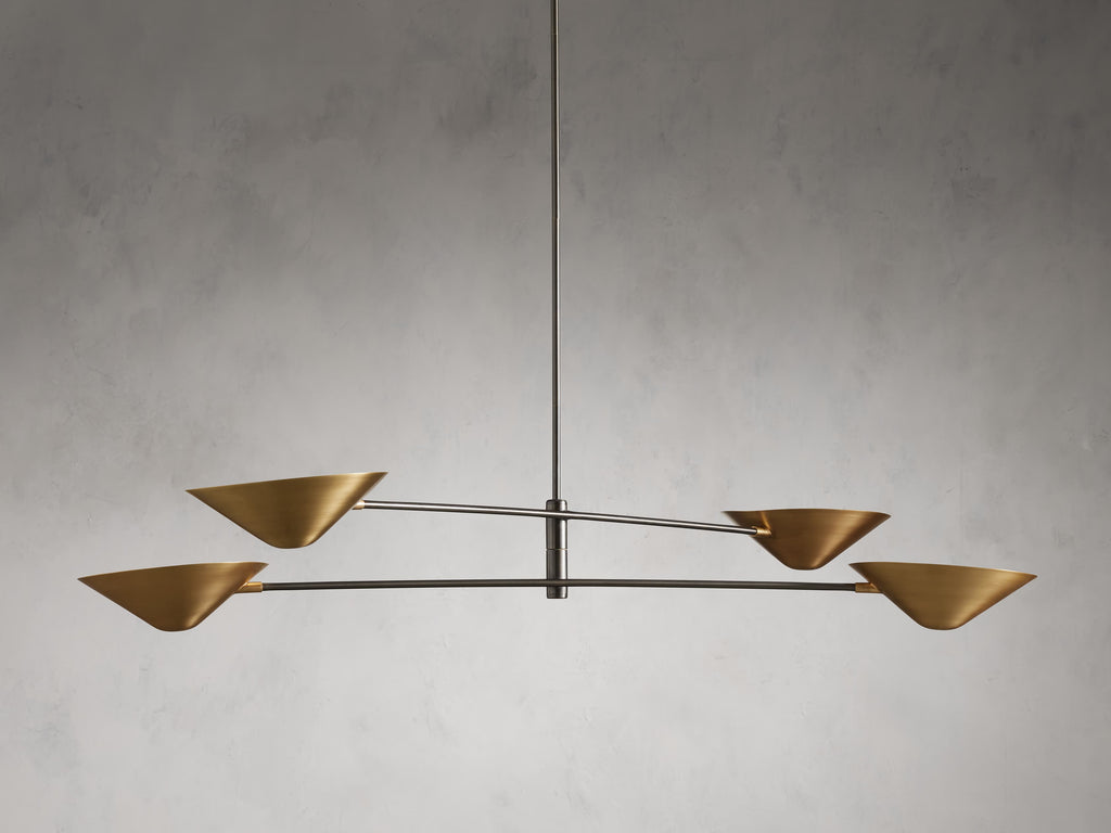 Antique Brass Brass Linear chandelier - Ilona Wisp for dining room view 6