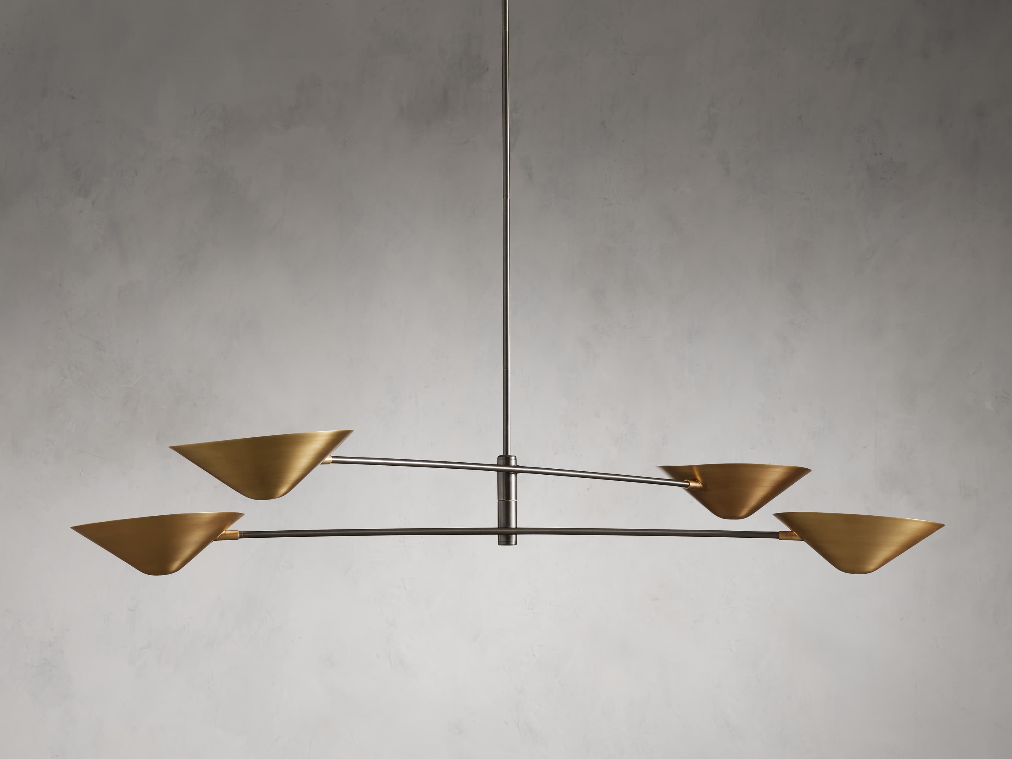 Antique Brass Brass Linear chandelier - Ilona Wisp for dining room view 6