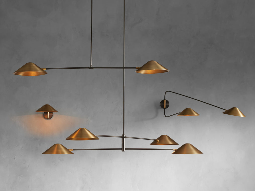 Antique Brass Brass Linear chandelier - Ilona Wisp for dining room view 4