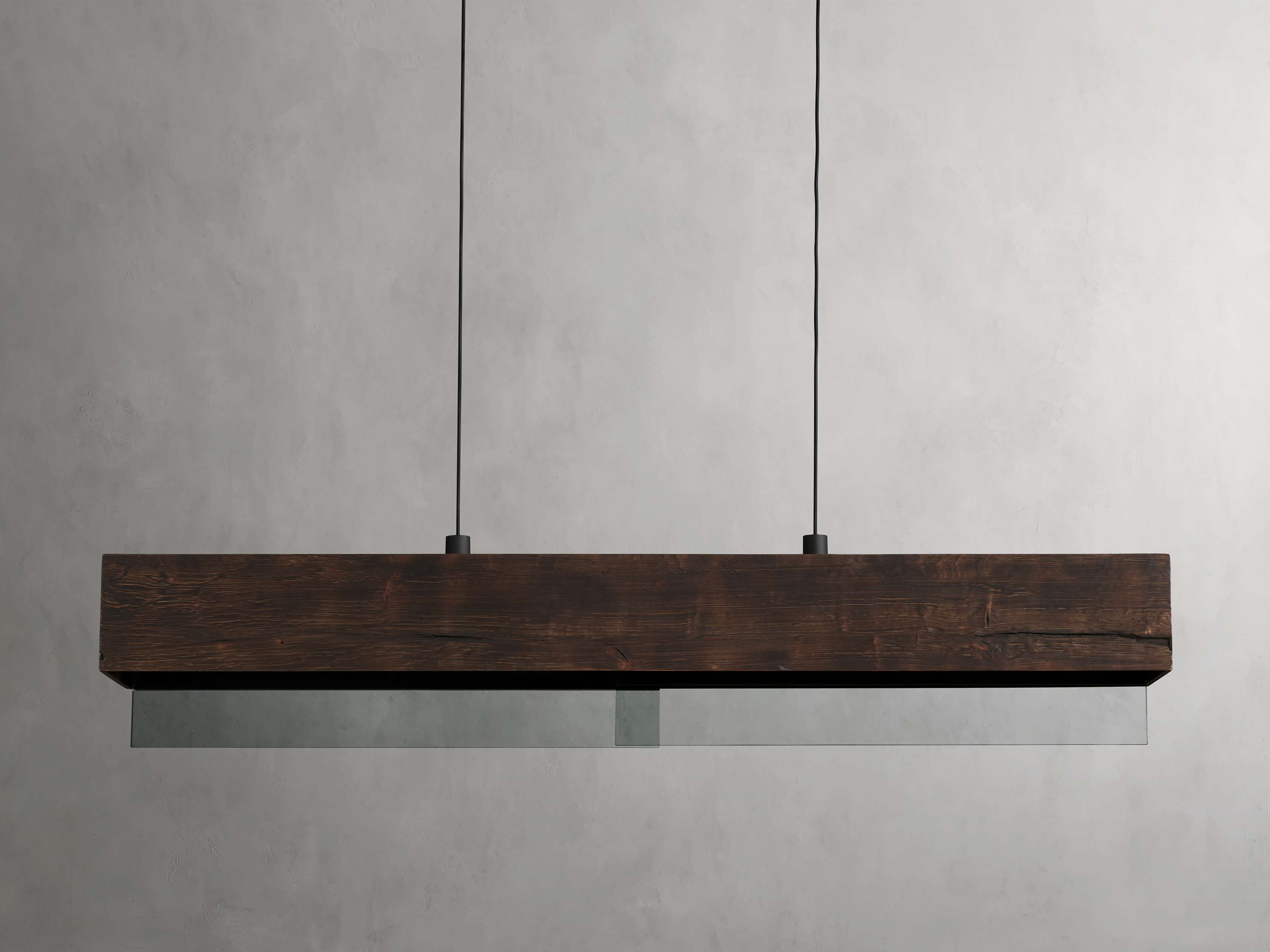 Black Glass Linear chandelier - Junia Wisp for dining room view 2